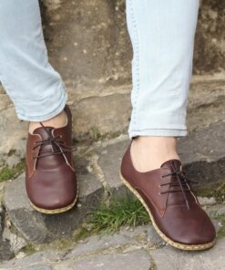 Grounding Shoes for Men Copper Leather Sole, Wide Toe Box, Bitter Brown