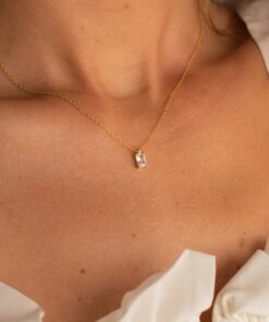 Caitlyn's Minimalist Emerald Cut Diamond Necklace A Timeless Treasure for Bridesmaids and Beyond