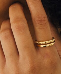 Gold Twist Ring Stackable Duo Ring by CaitlynMinimalist