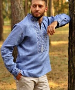 Embroidered Ukrainian Linen Shirt for Men A Traditional Gift from Ukraine