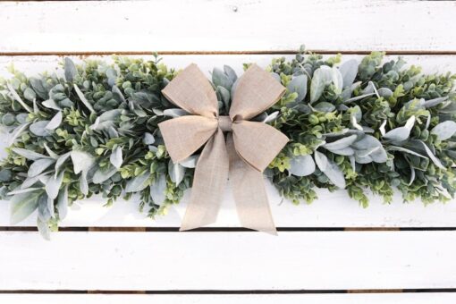 Rustic Farmhouse Charm Lambs Ear and Eucalyptus Swag for Year-Round Greenery
