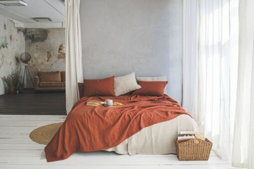 Organic Linen Bedspread Softened Heavyweight Linen Coverlet for a Luxurious Night's Sleep