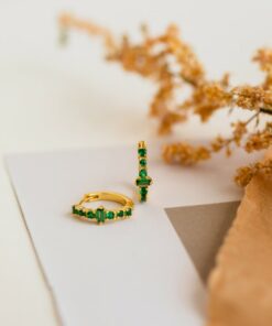 Emerald Elegance Caitlyn's Baguette Hoops for Everyday Glamour
