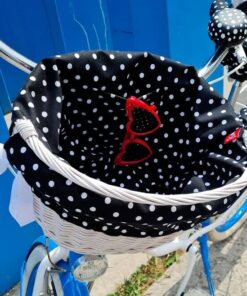 Stylish Wicker Bike Basket with Polka Dot Liner A Charming Ride Accessory