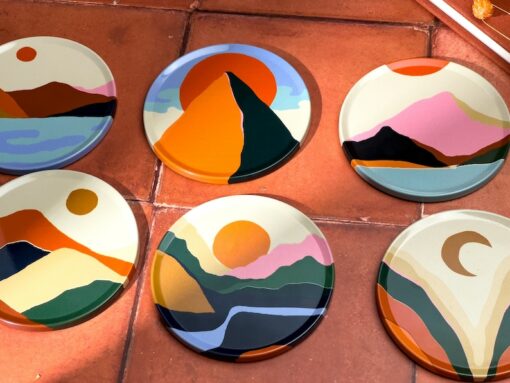 Boho Bliss Elevate Your Home with Unique Art Coasters (Set of 6)