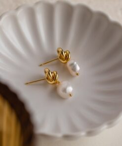 Knot Pearl Drop Earrings Timeless Elegance for Brides and Moms
