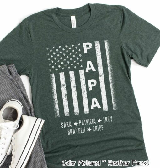 Celebrate Fatherhood with a Personalized Papa Flag Shirt A Unique Gift for the Special Man in Your Life