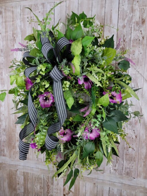 Summer's Embrace Purple Floral Wreath with Serene Charm