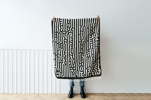 Bamboo Forest Tapestry Throw Blanket Woven in the USA, Minimalist Home Decor
