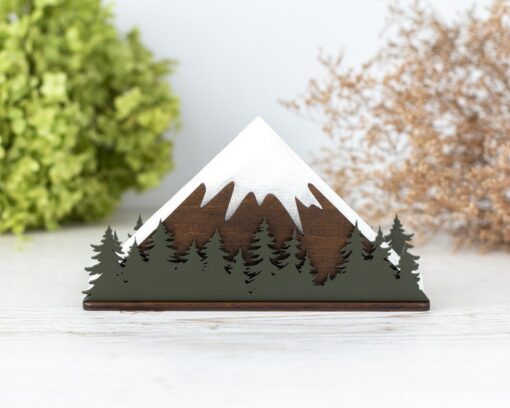 Rustic Mountainscape Wooden Napkin Holder Elevate Your Tabletop with Nature's Charm