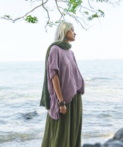 NO.246 Women's Minimalist Loose Kaftan Top Effortless Comfort in Natural Fibers