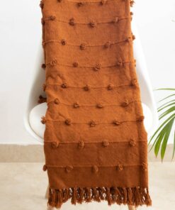 Cozy Rust Loops Handwoven Chunky Cotton Throw Blanket for Warmth and Style