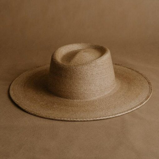 Premium Palm Straw Boater Hat Wide, Stiff Brim for Summer Weddings and Cottagecore Style