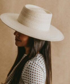 Palm Straw Boater Hat Wide-Brimmed Elegance for Weddings and Special Occasions