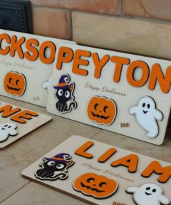 Personalized Wooden Name Puzzle for Halloween Spooky Fun for Little Trick-or-Treaters