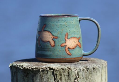 Sea Turtle Sanctuary A Handmade Pottery Mug for Ocean Conservationists
