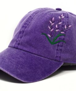 Embroidered Lavender Baseball Cap Purple Blue Floral Washed Cotton Summer Hat