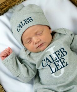 Welcome Home, Little Prince Monogrammed Footie for Newborn Photos and Baby Showers