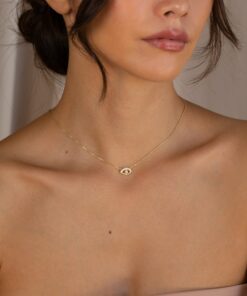Pave Diamond Evil Eye Charm Necklace A Shimmering Talisman for Protection and Style