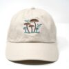 Embroidered Mushroom Family Baseball Cap Washed Cotton, Curved Brim, Summer Hat