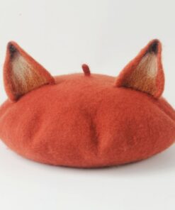 Enchanting Fox Beret Handmade Wool Felted Beret with Playful Fox Ears