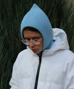 Cozy and Warm Alpaca Wool Balaclava in Light Blue for Winter Adventures