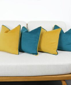 Luxurious Velvet Scatter Cushion Covers Mustard Yellow with Contrasting Piping