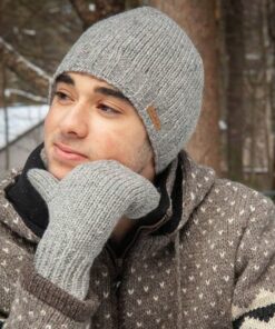100% Lambswool Hand-Knitted Fleece-Lined Fair Isle Winter Bobble Beanie for Men and Women by Alma Knitwear