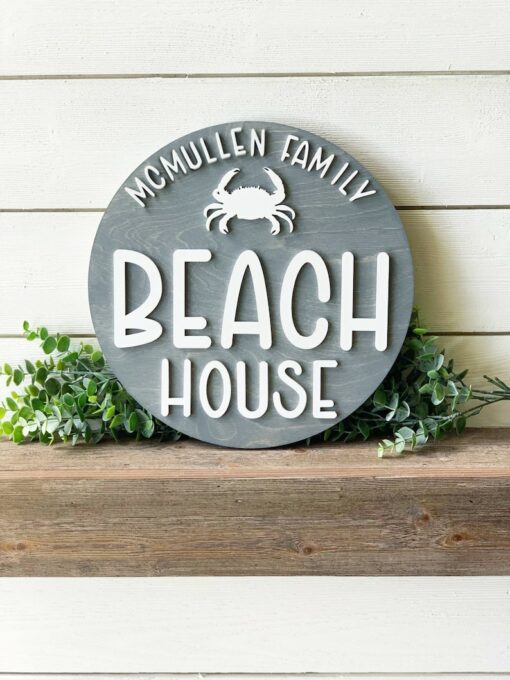 Personalized Beach House Sign Coastal Charm for Your Lakeside or Seaside Haven