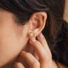 Starburst Stud Earrings Minimalist Opal Statement Jewelry for Her (ER269)
