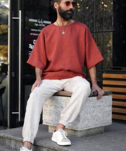 Terracotta Linen Oversized T-Shirt The Epitome of Comfort and Style