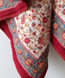 Jaipuri Block Print Quilt Handcrafted Floral Razai for a Vibrant Bedroom