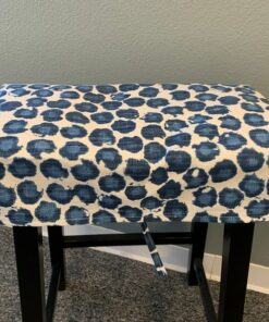 Prussian Blue and White Canvas Saddle Stool Seat Slipcover Elevate Your Kitchen Counter with Coastal Charm