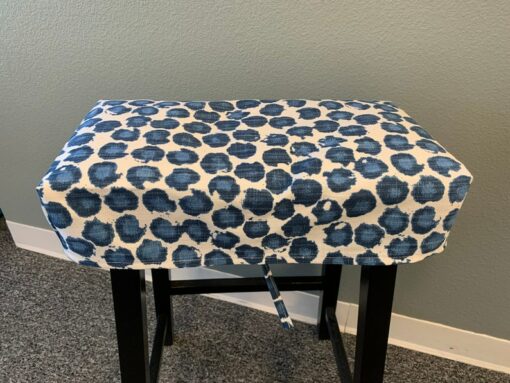 Prussian Blue and White Canvas Saddle Stool Seat Slipcover Elevate Your Kitchen Counter with Coastal Charm