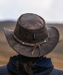 Wombat Foldable Leather Hat The Wilds Full Grain Leather Unisex Cowboy Hat for Trekking and the Australian Bush