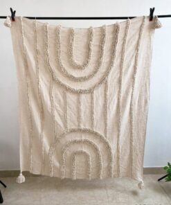 Cozy Comfort Rainbow Natural Cotton Tufted Throw Blanket with Fringe
