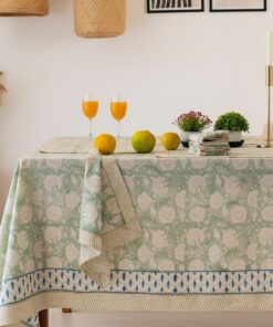 Sage Green Floral Tablecloth Elevate Your Dining with Boho Charm