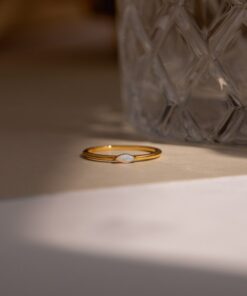 Celestial Radiance Caitlyn's Delicate Opal Birthstone Ring for Timeless Elegance