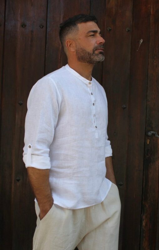 Premium Linen Henley Shirt for Men Experience Comfort and Style