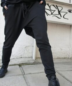 Unleash Your Inner Enigma Black Drop Crotch Harem Pants for Limitless Style