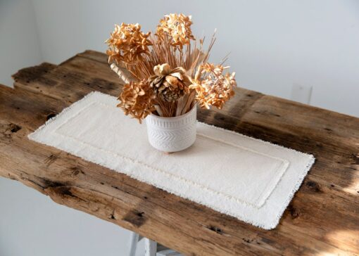 Rustic Farmhouse Table Runner Handcrafted Charm with Frayed Edges
