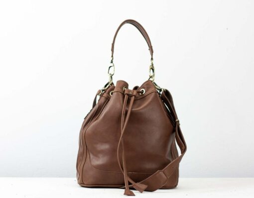 Chocolate Brown Leather Bucket Bag The Danae - Versatile, Stylish, and Practical