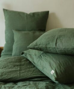 Forest Green Linen Pillowcase Handmade Luxury for Your Bed