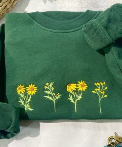 Embroidered Sunflower Sweatshirt Vintage Charm Meets Modern Style