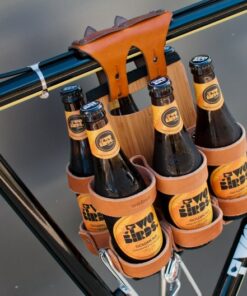 Ride with Refreshment Bike Beer Combo - Leather Wood Bicycle Beer Carrier with Exclusive Discount