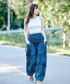 Flowy Teal Harem Yoga Pants Bohemian Loungewear for Summer and Festivals