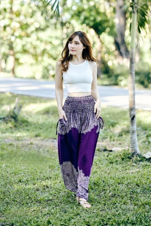 Purple Hippie Harem Pants Comfy Loungewear, Yoga Pants, Festival Wear, Boho Gift