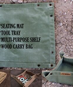 Bushcraft Utility Mat Waxed Canvas Wood Carrying Case and Seat Pad for Outdoor Adventures
