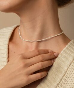 Caitlyn Minimalist's Delicate Pearl Choker A Timeless Adornment for Brides, Bridesmaids, and Special Occasions