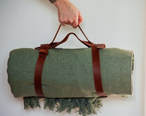 Personalized Leather Blanket Carrier Elevate Your Outdoor Adventures